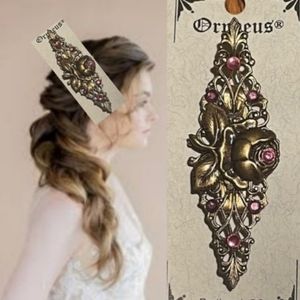 Hair Pin Barrette Romantic Rose Reproduction Antique Vintage Styled Hair Jewelry